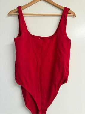 A New Day Red Tank Scoop Neck One-Piece Bodysuit